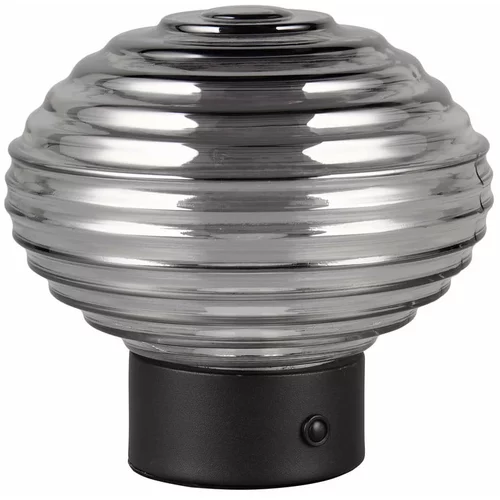 Tri O Črna/siva LED zatemnitvena namizna svetilka s steklenim senčnikom (višina 14,5 cm) Earl –