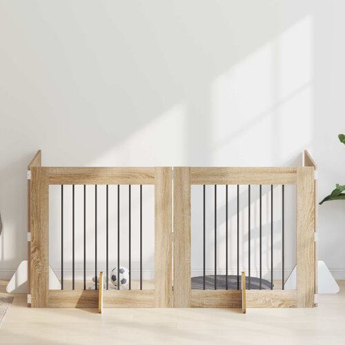  Vrata za pse s postoljem 4 pcs Hrast sonoma 80 x 80 cm Cene