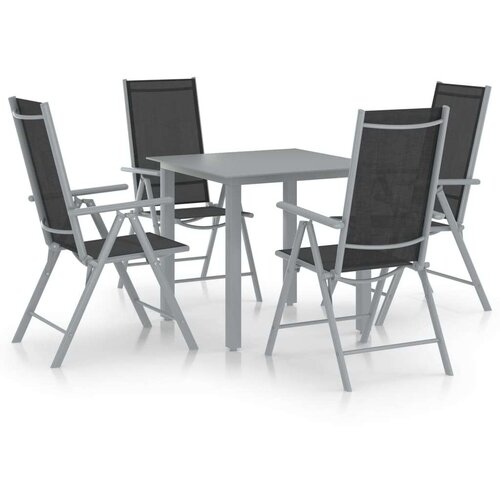 vidaXL 5-dijelni vrtni blagovaonski set aluminijski srebrno-crni Cene