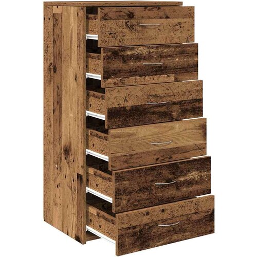 VidaXL Komoda s 6 predali starinski les 50x34x96 cm iverna plo&amp;scaron;ča Slike