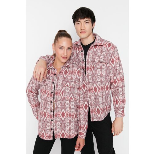 Trendyol Claret Red Unisex Regular Fit Double Pocket Flap Ethnic Shirt Slike