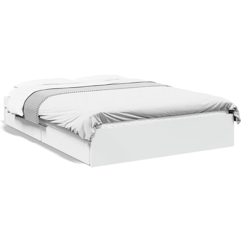 VidaXL Okvir kreveta s ladicama bijeli 140 x 190 cm konstruirano drvo Slike