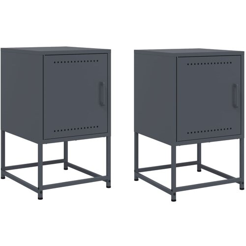 Maison Chic Dvo delni komplet Nočne omarice - Nočne mize antracit 36x39x60,5 cm jeklo, (21686833) Slike