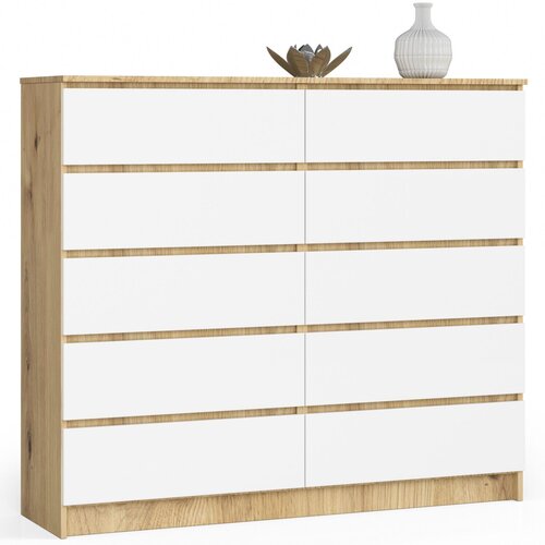AKORD KOMODA K140 10SZ CLP OAK ARTISAN / WHITE, (21703031) Slike