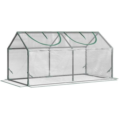 Outsunny mini vrtni rastlinjak z 2 dvižnima oknoma in PVC pokrovom proti UV-sevanju, 120x60x60cm, prozoren, (20747897) Cene