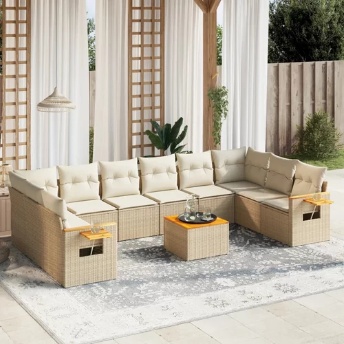  11-dijelni set vrtnih sofa od poliratana s jastucima bež