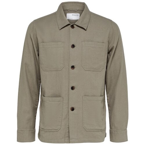 Selected Srajce z dolgimi rokavi Brody Linen Shirt - Vetiver Zelena Cene