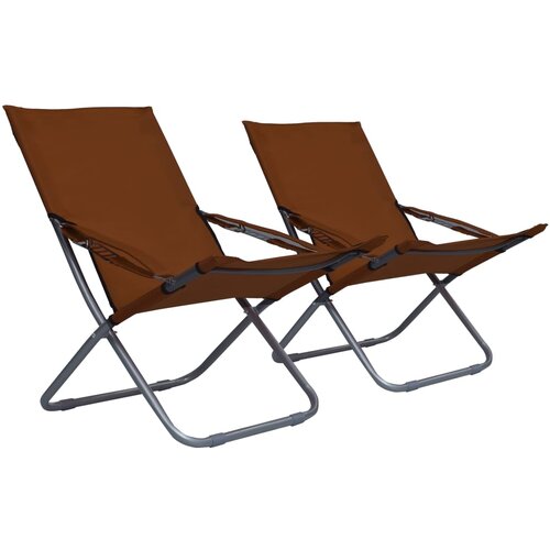  Sklopive stolice za plažu od tkanine 2 kom smeđe Slike