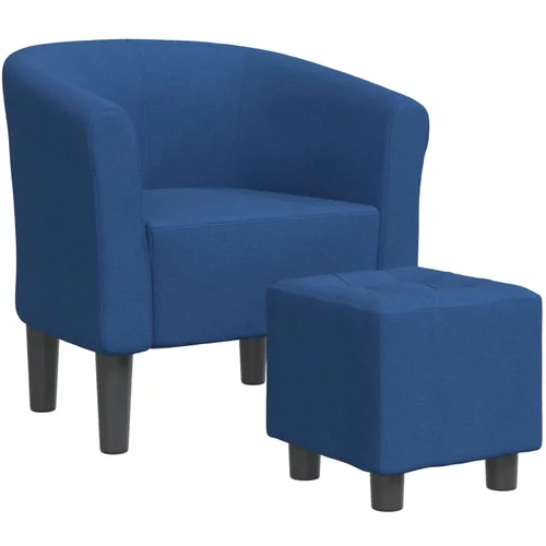 vidaXL Fotelj s stolčkom za noge modro blago, (20929467)