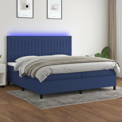  Box spring postelja z vzmetnico LED modra 200x200 cm blago, (20901342)