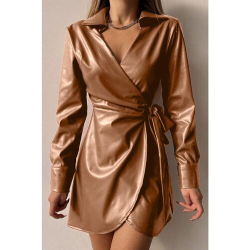 Fenzy Elegantna Mini Haljina Od Umjetnog Krzna S Ovratnikom Na Preklop Pellita, Bež Cijene