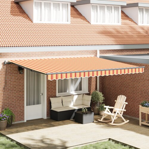 vidaXL Samodejna zložljiva tenda rumena in oranžna 450x300 cm Cene