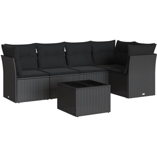  6-dijelni set vrtnih sofa s jastucima crni od poliratana Crna 234 x 124 x 69 cm Slike