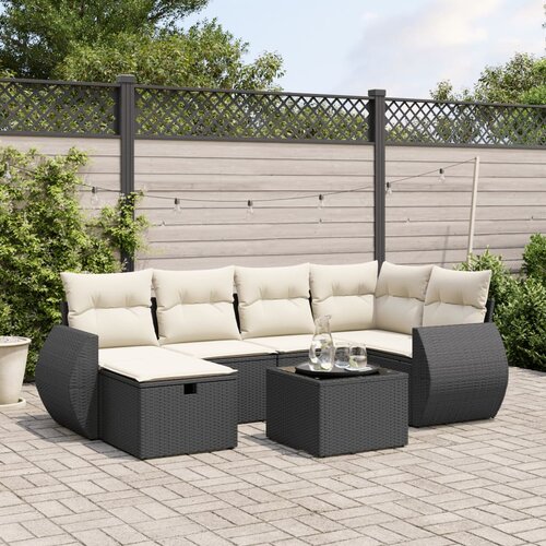  7-dijelni set vrtnih sofa od poliratana s jastucima crni Crna 70 x 62.5 x 69 cm Slike