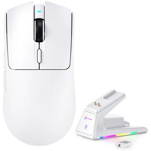 Attack Shark bežični gaming mi&amp;scaron; X1 PAW3395PRO/40000 dpi/omron switches/trimode/white + charging dock Slike