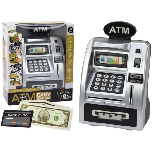 Atm Piggy Bank For Children Learning To Save Silver Black Cijene