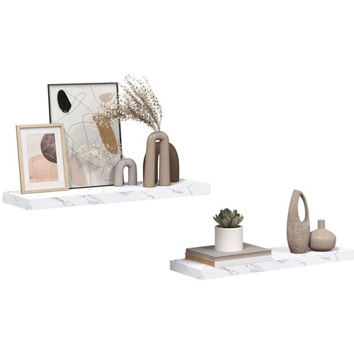  Polica na zidu Zidne 2 pcs Bijeli mramor 90 x 23 5 x 4 cm Slike