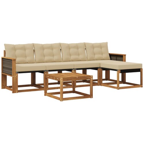 vidaXL Zunanja garnitura za sedenje z blazino 6 pcs Naravna in bež, (5000272955) Cene