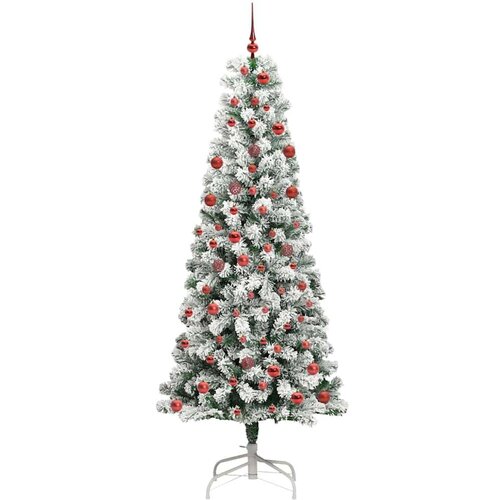 VidaXL Umjetno božićno drvce s nogom Zelena i bijela 210 cm PVC Slike