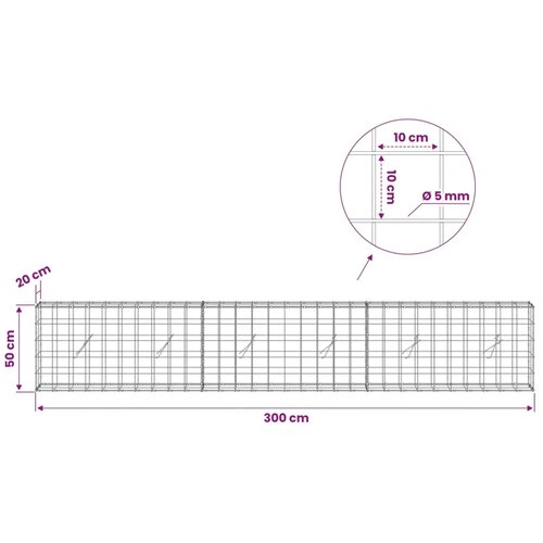  Gabion s žicom debljine 5 mm i mrežom 10x10 cm 300x20x50 cm - 20 cm 50 cm 300 cm Slike