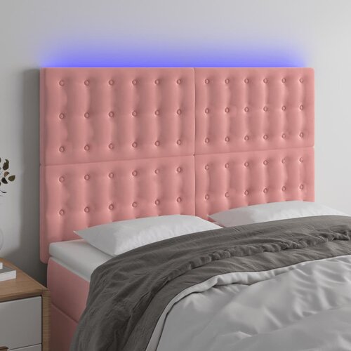 The Living Store LED posteljno vzglavje roza 144x5x118/128 cm žamet - LED Vzglavje, (21659741) Cene