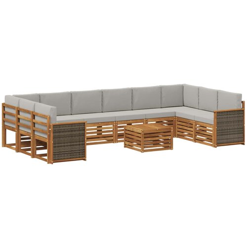 vidaXL Zunanja garnitura za sedenje 8 pcs Naravna in svetlo siva, (5000282177) Cene