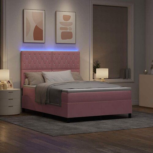  LED Box Spring Krevet s madracem Ružičasta 160 x 200 cm Bar&amp;scaron;un Slike