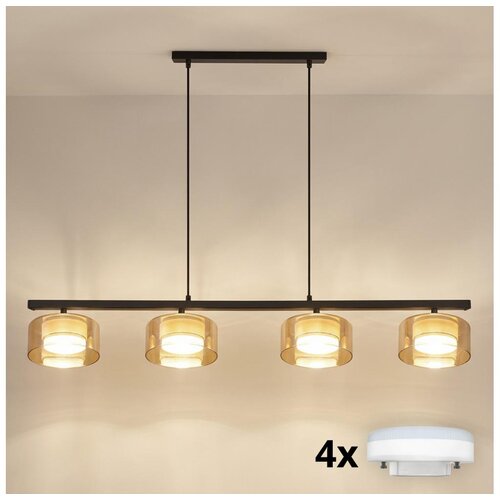Brilagi LED RGB prigu&amp;scaron;iva luster AURA LUX 4xGX53/14W/230V Wi-Fi Tuya crna/zlatna Slike