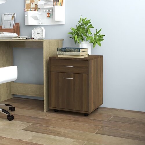 vidaXL Omarica na kolesih rjav hrast 45x38x54 cm konstruiran les Cene