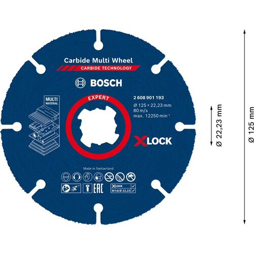 Bosch EXPERT Carbide Multi Wheel X-LOCK rezna ploča od 125 mm, 22,23 mm 2608901193 Slike