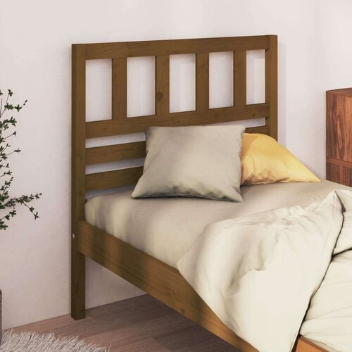  Uzglavlje za krevet boja meda 81 x 4 x 100 cm masivna borovina Slike