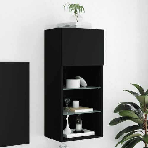 vidaXL TV omarica z LED lučkami črna 40,5x30x90 cm Cene