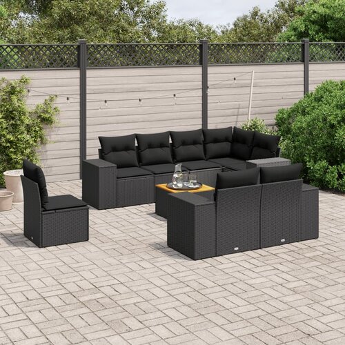 vidaXL 9-dijelni set vrtnih sofa s jastucima crni od poliratana Cijene