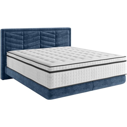 CARRYHOME POSTELJA BOXSPRING 140 cm x 200 cm , tekstil temno modra Slike