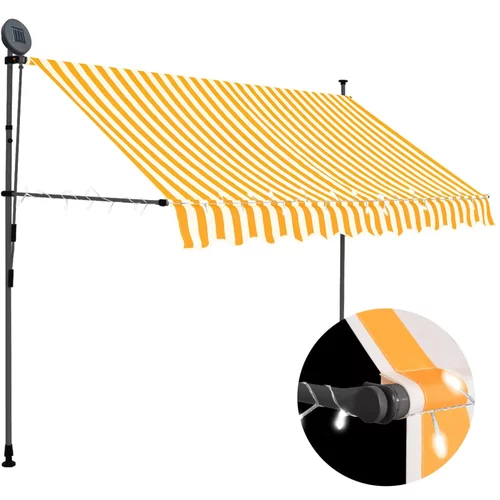 vidaXL Ročno zložljiva tenda z LED lučmi 250 cm bela in oranžna