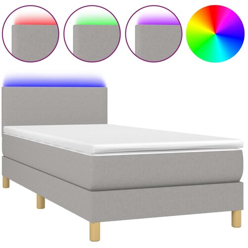 Maison Chic Box spring postelja - Vzmetna postelja z vzmetnico LED svetlo siva 90x190 cm blago SL21497, (21907099) Cene