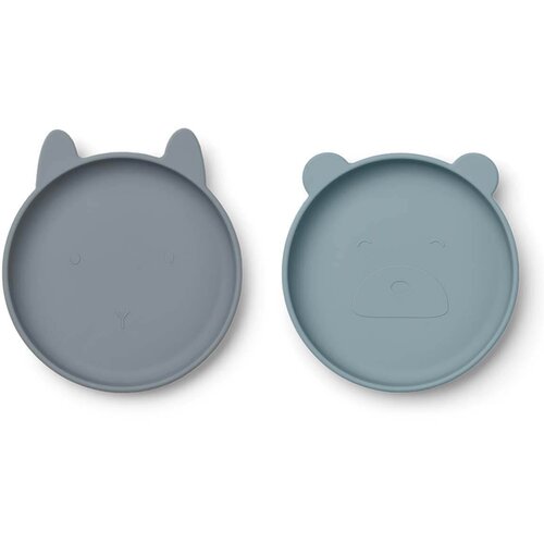 Liewood 2 dijelni set tanjura od silikona olivia blue mix Slike
