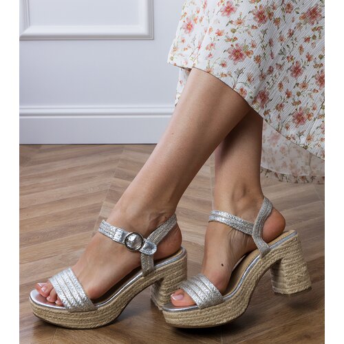 D/CEO Silver wedge espadrille sandals Kleris Cene