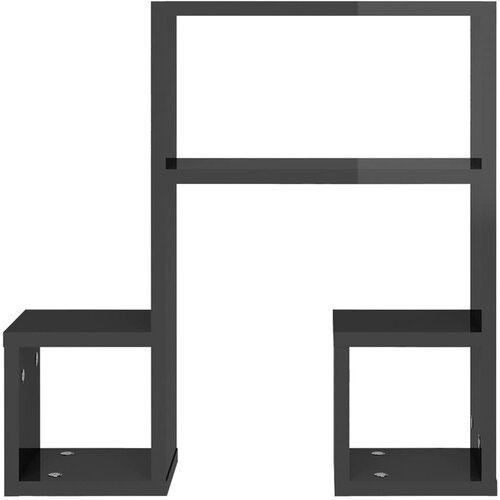  Zidne police 2 kom sjajne sive 50x15x50 cm konstruirano drvo Slike