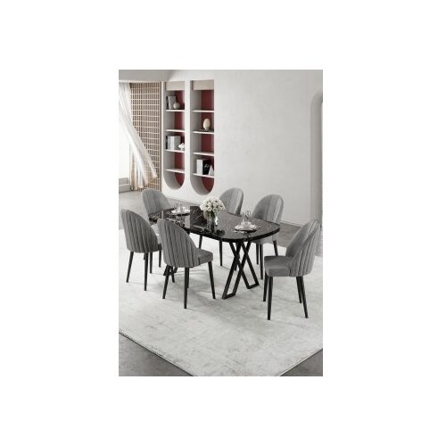 Hanah home trpezarijski set, 7 dijelova, siva Cene