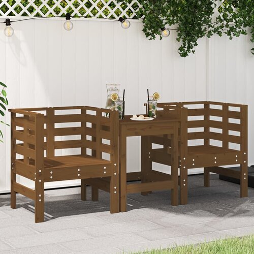  The Living Store Vrtni stol 2 kosa medeno rjava 61,5x53x71 cm trdna borovina - Vrtni Stol, (21453334) Cene