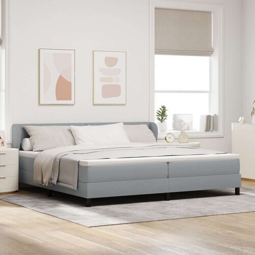  Krevet s uzglavljem i madracem Svjetlosiva 200x200 cm Tkanina Slike