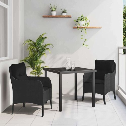  Vrtni set za objed s jastukom 3 pcs Crna Poli ratan Cijene