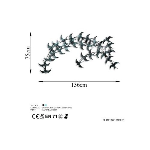 Wallxpert Zidna dekoracija Kirlangic, 75x136cm, Crna Slike