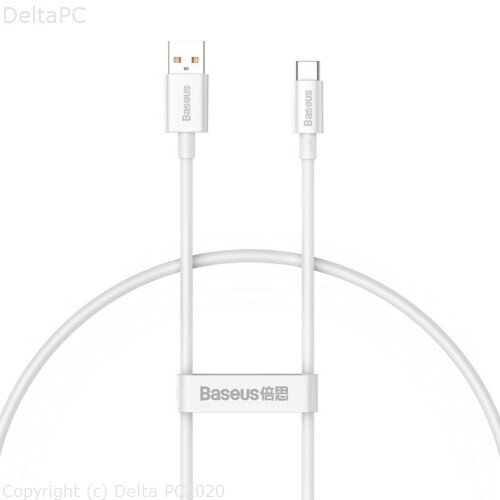 Baseus cabel Superior USB - USB-C 0,25m moon white 100W Slike