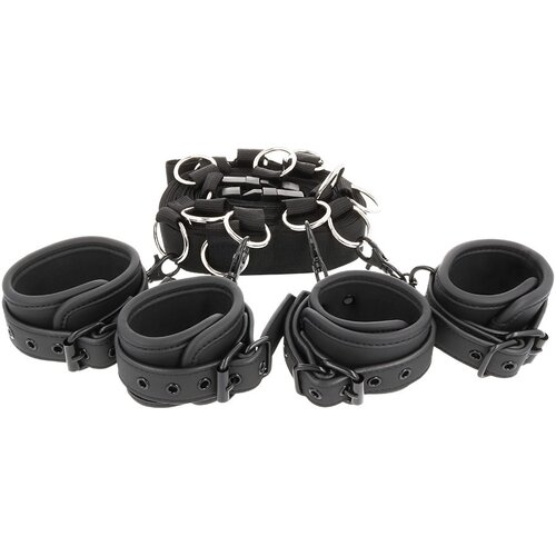 Fetish Submissive Luxury Multi-Function Bed Binding Set with Adjustable Rings Vegan Leather Cene