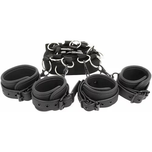 Fetish Submissive Luxury Multi-Function Bed Binding Set with Adjustable Rings Vegan Leather
