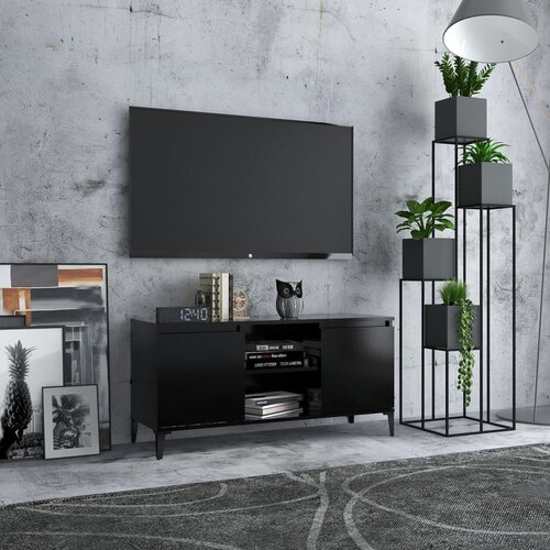 Furnova TV omarica s kovinskimi nogami črna 103,5x35x50 cm, (21924373) Slike