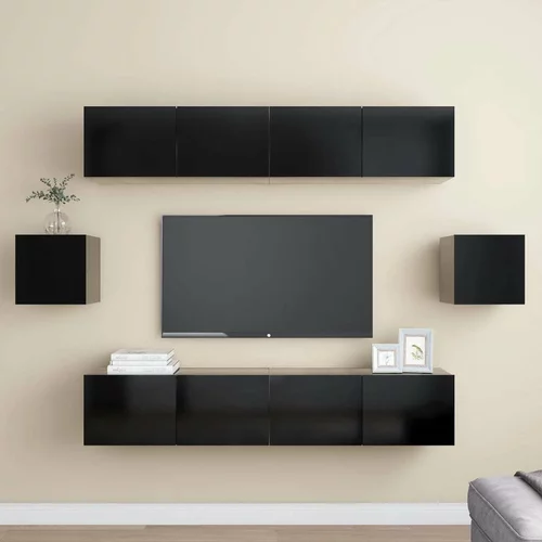  Komplet TV omaric 6-delni črna iverna plošča, (20731649)