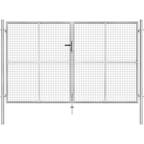vidaXL Vrtna vrata pocinkano jeklo 306x200 cm srebrna Cene
